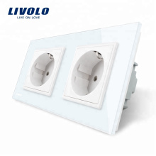 Interruptor de pared Livolo EU estándar doble enchufe de pared VL-C7C2EU-11